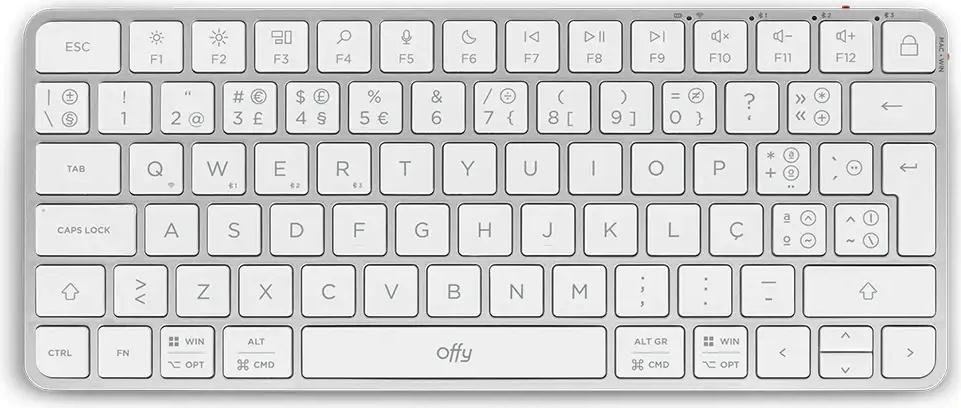 Teclado Pixie Mini Wireless RF 2.4GHz + Bluetooth 5.1 Multi - Device PT (Branco) - OFFY