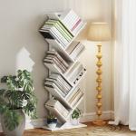 Estante em Forma de Árvore de 9 Níveis Estante de Livros com 9 Prateleiras e Estrutura de Aço 50x24x136 cm Branco