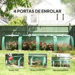 Estufa Pequena para Jardim, Cultivo de Plantas, com 4 Janelas Enroláveis, 400x100x80 cm, Verde