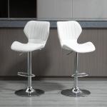 Conjunto de 2 Bancos de Bar Bancos Altos de Cozinha Giratório Altura Ajustável 91,5 - 113,5cm com Apoio para os Pés e Base de Metal Ø41 cm Branco