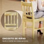 Conjunto de 2 Cadeiras de Sala de Jantar com Encosto de Ripas Estrutura de Madeira de Pinho 41x46,5x85,5 cm Madeira