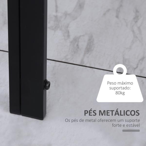 Mesa Sala de Jantar de Cristal Mesa Retangular para 4 - 6 pessoas com Pés de Metal Multifuncional 120x60x75 cm Preto