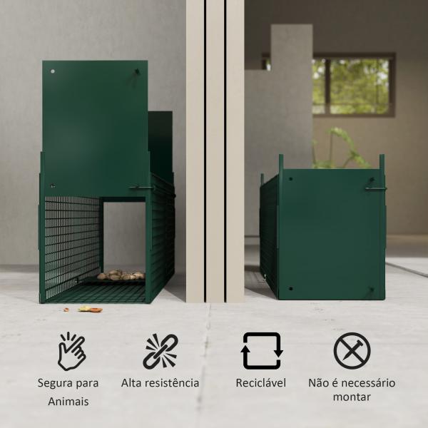 Armadilha para Animais Vivos com Porta Gaiola de Captura com Alça de Transporte para Coelhos Raposas Pequenas 80x25x30cm Verde Escuro