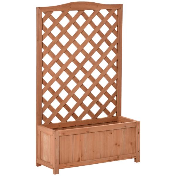 Floreira com Treliça de Madeira Caixa de Plantio com Suporte para Plantas Trepadeiras para Cultivos 70x28x117 cm Madeira