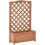 Floreira com Treliça de Madeira Caixa de Plantio com Suporte para Plantas Trepadeiras para Cultivos 70x28x117 cm Madeira