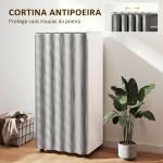 Roupeiro com Rodas, Cortina, Barra de Pendurar e 2 Compartimentos para Quarto 60x40x128 cm Branco