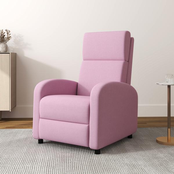Poltrona Relax Reclinável até 160° Poltrona Reclinável Manual com Apoio para os Pés 64x86x102 cm Rosa