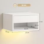 Conjunto de 2 Mesas de Cabeceira Flutuantes com Luzes LED RGB Controlo por APP e Prateleira Aberta 37x32x21 cm Branco
