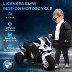 Mota BMW Infantil 6V Elétrica para Crianças 18 - 36 Meses com Faróis Música 2,5km/h Preto 66x37x44 cm