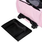 Transportadora 2 em 1 para Animais de Estimação Mochila ou Carrinho de Viagem para Cães e Gatos com 2 Rodas Alça Retrátil de Alumínio e Bolso de Armazenamento 42x25x55cm Rosa