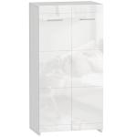 Sapateira Armário para Sapatos Moderno com Prateleiras Ajustáveis para 10 Pares de Sapatos 55x36x108 cm Branco Brilhante