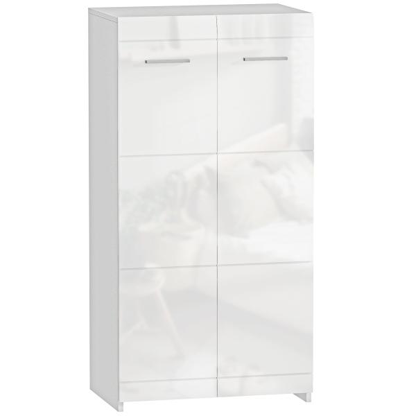 Sapateira Armário para Sapatos Moderno com Prateleiras Ajustáveis para 10 Pares de Sapatos 55x36x108 cm Branco Brilhante