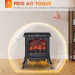Lareira Elétrica 750/1500 W Lareira Decorativa com 2 Níveis de Potência Efeito Chama Área de Cobertura 15 - 20 m² 37,3x23,1x44 cm Preto