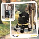 Carrinho para Animais de Estimação 3 em 1 Dobrável com Bolsa de Transporte Cesta de Armazenamento e Travão 82x49,5x98cm Preto