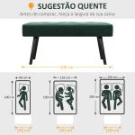 Banco de Pé de Cama Multifuncional e Moderno Banco de Dormitório com Pés de Aço e Assento Acolchoado 100x36x45 cm Verde