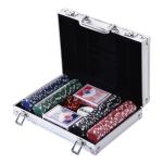Mala de Poker Profissional com 200 Fichas Jogo de Poker com Maleta de Alumínio 5 Dados 2 Baralhos de Cartas e 1 Ficha de Dealer 29,5x20,5x6,5cm Multicor