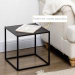 Conjunto de 2 Mesas Mesas de Centro Quadradas para Sala de Estar Estrutura de Aço Grande 40 cm Pequena 35 cm Branco