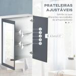 Armário de Casa de Banho com Espelho 2 Portas e Prateleiras Ajustáveis 69x17x75,5 cm Branco e Cinza