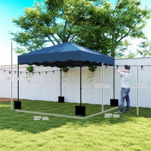 Tenda Dobrável Pop UP Tenda 3x3 m Tenda para Eventos com Proteção UV50+ Altura Ajustável e Bolsa de Transporte Azul