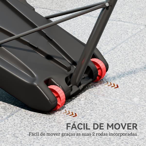Tabela de Basquetebol para Exterior com Alvo de Dardos com Ajustável 210 - 247 cm Rodas Base Rellenável Preto