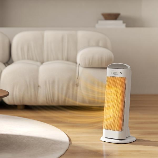 Aquecedor Elétrico de Baixo Consumo 2000W PTC com 4 Modos Termóstato Regulável Oscilação de 55° 20x20x49 cm Branco