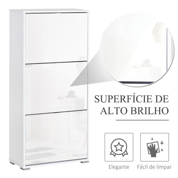 Armário de Sapatos Moderno Sapateira para Corredor Entrada com 6 Prateleiras de Armazenamento Espaço de Exibição 60x26x124cm Branco