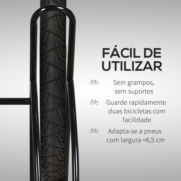 Suporte de Estacionamento Cruzado para 2 Bicicletas Aço Portátil 60x54x57 cm Preto