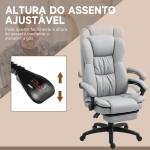 Cadeira de Escritório com Altura Ajustável 6 Pontos de Massagem e Apoio para os Pés Retrátil 68,5x68,5x113 - 121 cm Cinza