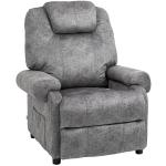 Poltrona Relax Reclinável com Apoio para os Pés Retrátil Encosto Alto Bolso Lateral Acolchoado Grosso 88x91x108 cm Cinzento