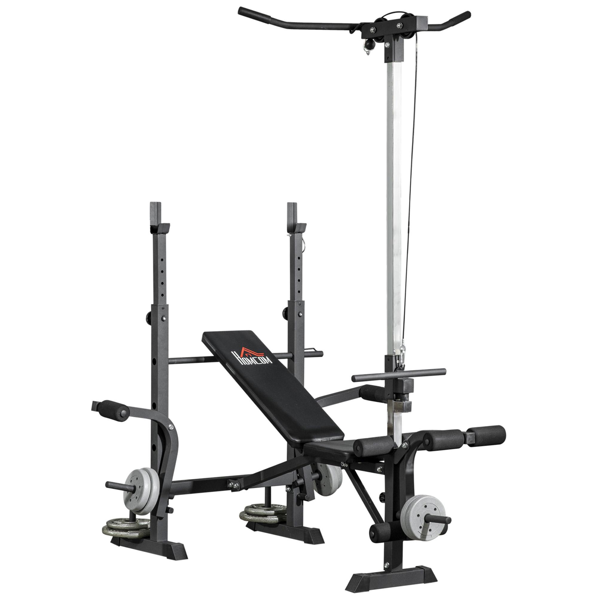 Banco de Pesos Multi Funcional Banco de Musculação Ajustável em 6 Posições 180x134x200cm Prata e Preto