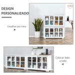 Aparador de Cozinha Moderno Móvel Auxiliar com 2 Portas de Correr de Vidro e Prateleira Ajustável 107x33x62,5 cm Branco