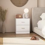 Mesa de Cabeceira Moderna Mesinha de Cabeceira com 2 Gavetas para Sala Quarto Capacidade 30 kg 45x39,5x49 cm Branco