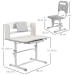 Conjunto de Secretária e Cadeira para Crianças com Altura Ajustável e Ângulo da Mesa Ajustável 80x54,5x82 - 104 cm Cinza e Branco