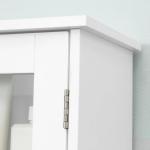 Armário Casa de Banho de Parede com 2 Portas de Cristal Armário Suspenso com Prateleiras Ajustáveis em Altura Multiuso para Cozinhas Sala de Estar 55x20x65cm Branco