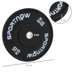 Anilhas Olímpicas 2x10 kg com Orifício Ø50 mm em Borracha para Barras e Halteres, Preto