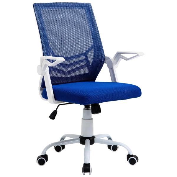 Cadeira de Escritório Ergonômica Giratória com Altura Ajustável Apoio para os Braços Dobrável Suporte Lombar e Encosto Transpirável 62,5x55x94 - 104cm Azul