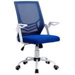 Cadeira de Escritório Ergonômica Giratória com Altura Ajustável Apoio para os Braços Dobrável Suporte Lombar e Encosto Transpirável 62,5x55x94 - 104cm Azul