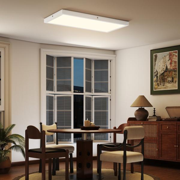 Conjunto de 4 Candeeiros de Teto Cor Regulável com Interruptor DIP e de Parede 3000K/4000K/6000K 60x30x3,7 cm Branco