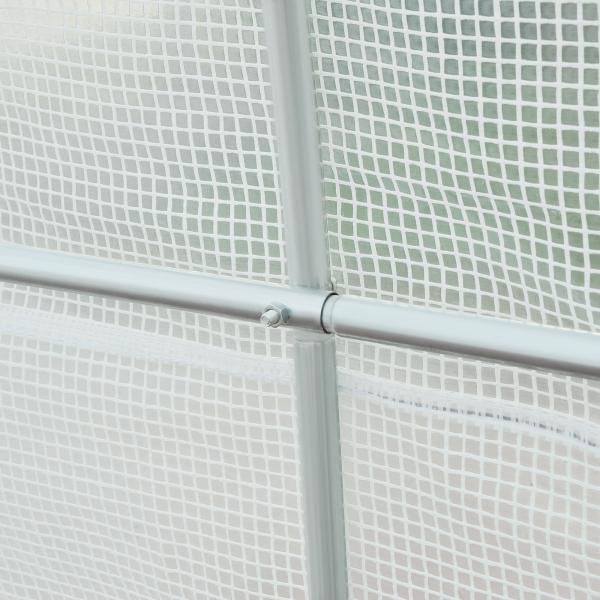 Estufa tipo Túnel 445x200x200 cm com Porta Enrolável e 6 Janelas Cobertura de PE 140 g/m² Anti - UV Branco
