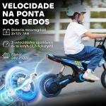 Mota Elétrica Infantil 24V 250W com Velocidade de 6 - 16 km/h Rodas Insufláveis de 30,5 cm e Suspensão para Crianças de 8 - 12 Anos Azul 119x64x76,5 cm