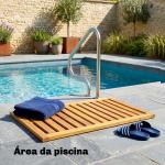 Tapete de Banho em Madera de Acacia 91x51 cm Tapete de Duche Antideslizante com Ripas para Drenagem Madeira