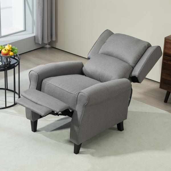 HOMOM Poltrona Reclinável Poltrona Relax com Reclinação Manual até 160° e Apoio para os Pés Retráteis 77x88x102 cm Cinza