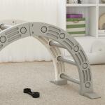 Escalada para Crianças de 18 - 48 Meses 4 em 1 com Arco de Escalada Baloiço Rampa e Escorrega 164x70x57 cm Cinza e Branco