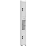 Coluna Casa de Banho com Compartimento Aberto Prateleiras Ajustáveis e Suporte para Papel Higiênico 20x20x185 cm Branco