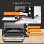 Mini Forno 16 L 1400 W com 3 Modos de Aquecimento Temperatura até 230°C Temporizador 60 Minutos Bandeja para Assar e Grade 44x32x28,1 cm Branco e Preto