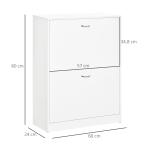 Sapateira de Madeira com 2 Compartimentos para Entrada Corredor Dormitório Sala de Estar 60x24x80 cm Branco