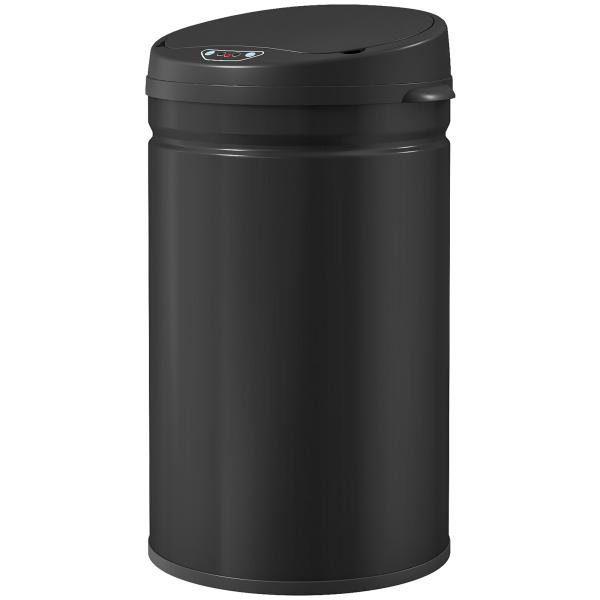 Balde de Lixo de Cozinha Automático 30 L em Aço Inoxidável Sensor Infravermelhos Fecho Automático 32x30,5x51 cm Preto
