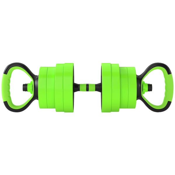 Conjunto de Halteres 30 kg 4 em 1 Conjunto de Pesos com Kettlebell Barra de Pesos para Treino de Força em Casa Ginásio Verde