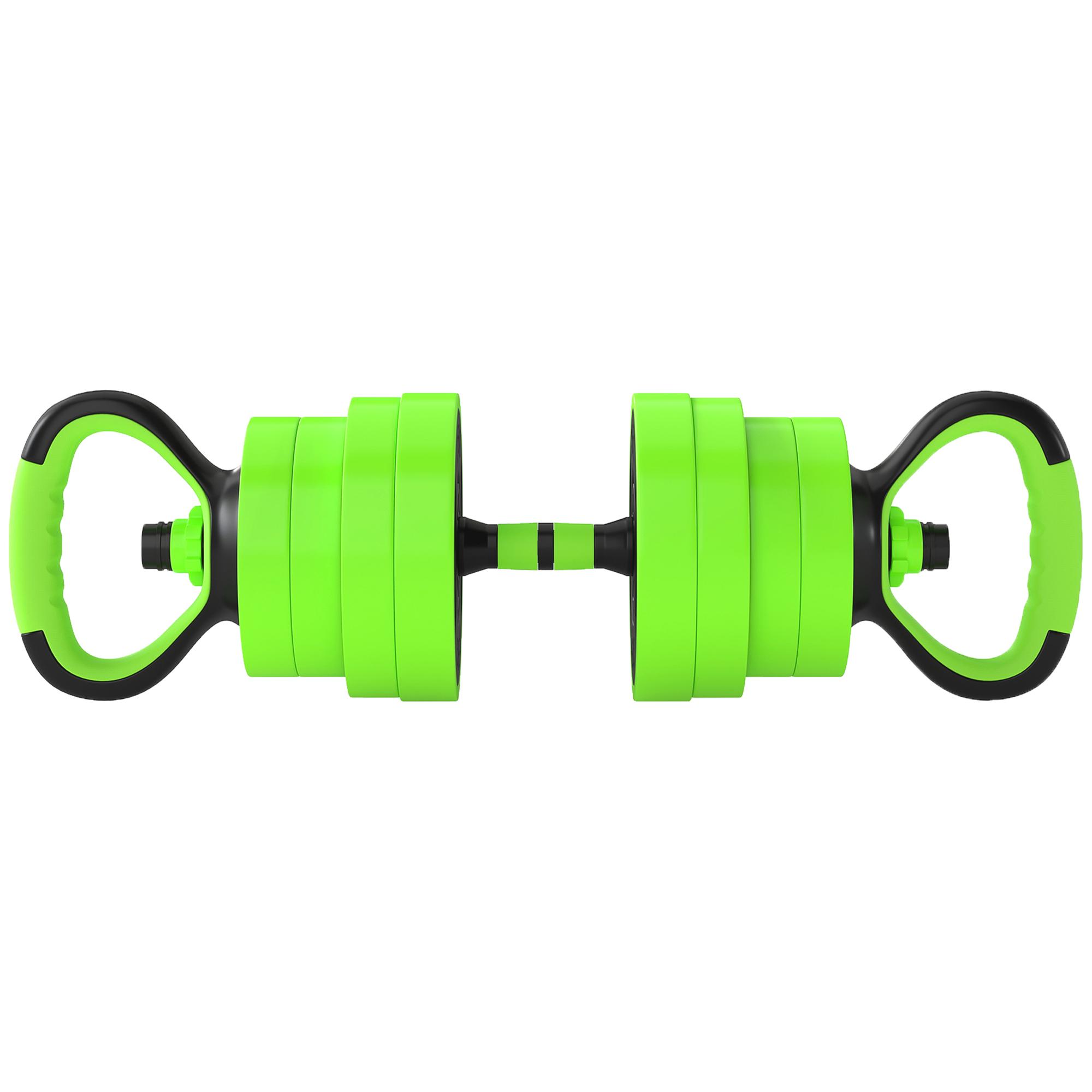 Conjunto de Halteres 30 kg 4 em 1 Conjunto de Pesos com Kettlebell Barra de Pesos para Treino de Força em Casa Ginásio Verde