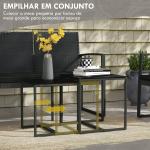 Conjunto Móveis de Jardim de Vime Sintético com 2 Poltronas Individuais 1 Sofá Duplo e 2 Mesas de Centro Preto